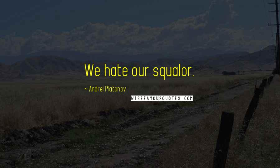 Andrei Platonov Quotes: We hate our squalor.