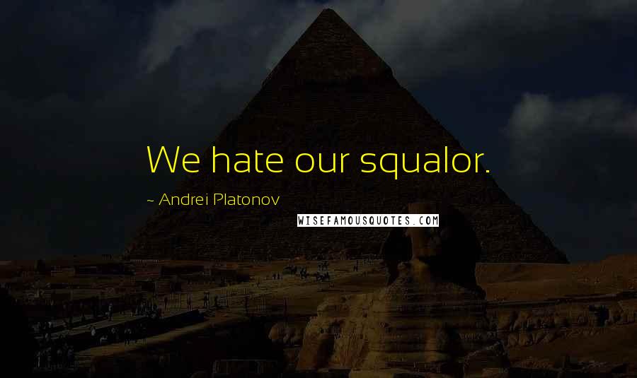 Andrei Platonov Quotes: We hate our squalor.