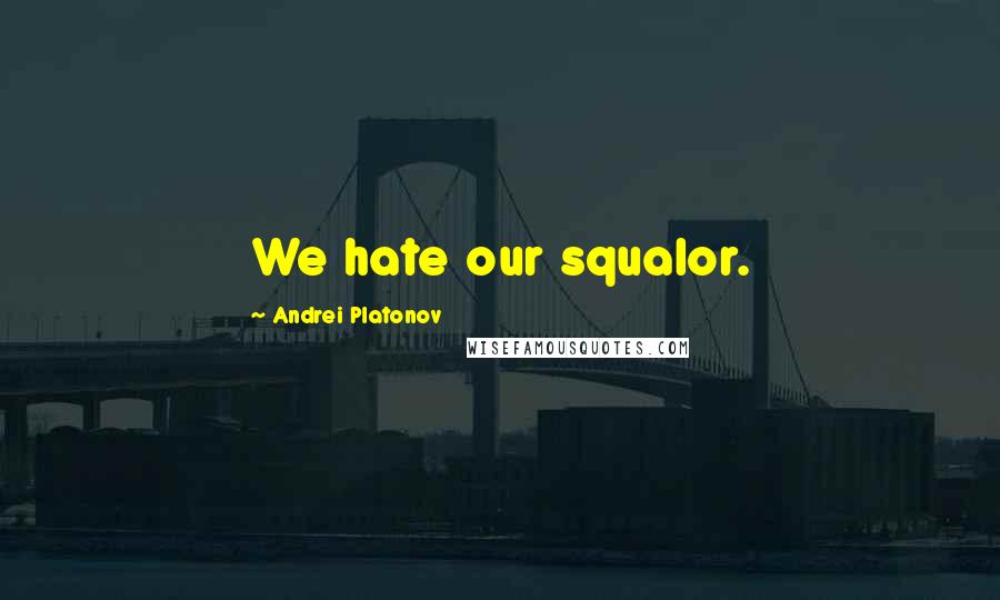 Andrei Platonov Quotes: We hate our squalor.