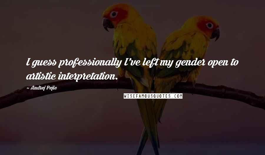 Andrej Pejic Quotes: I guess professionally I've left my gender open to artistic interpretation.