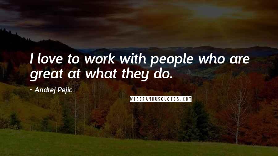 Andrej Pejic Quotes: I love to work with people who are great at what they do.