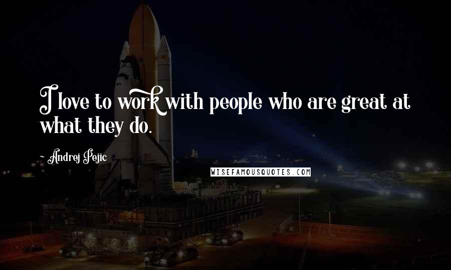 Andrej Pejic Quotes: I love to work with people who are great at what they do.