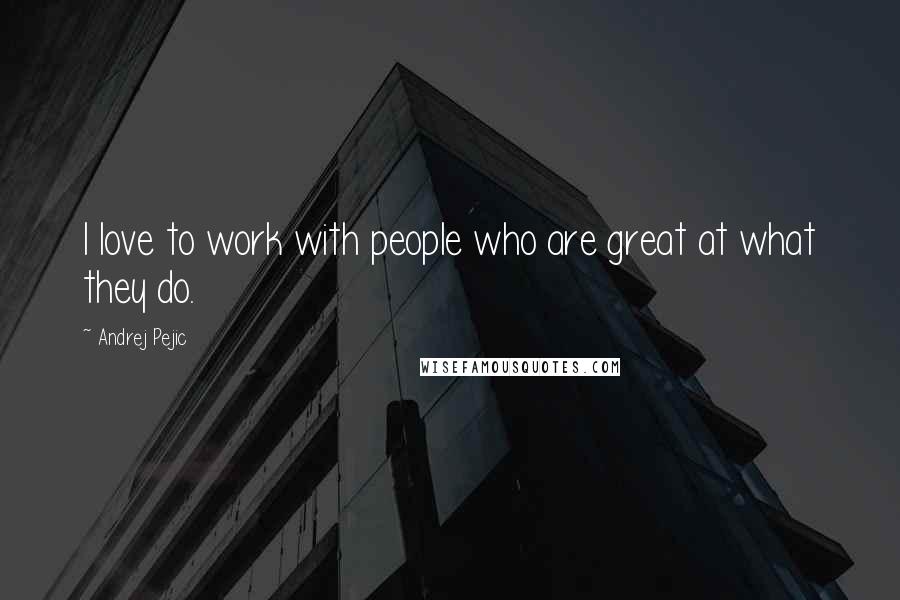 Andrej Pejic Quotes: I love to work with people who are great at what they do.