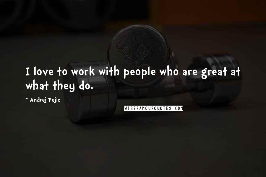 Andrej Pejic Quotes: I love to work with people who are great at what they do.