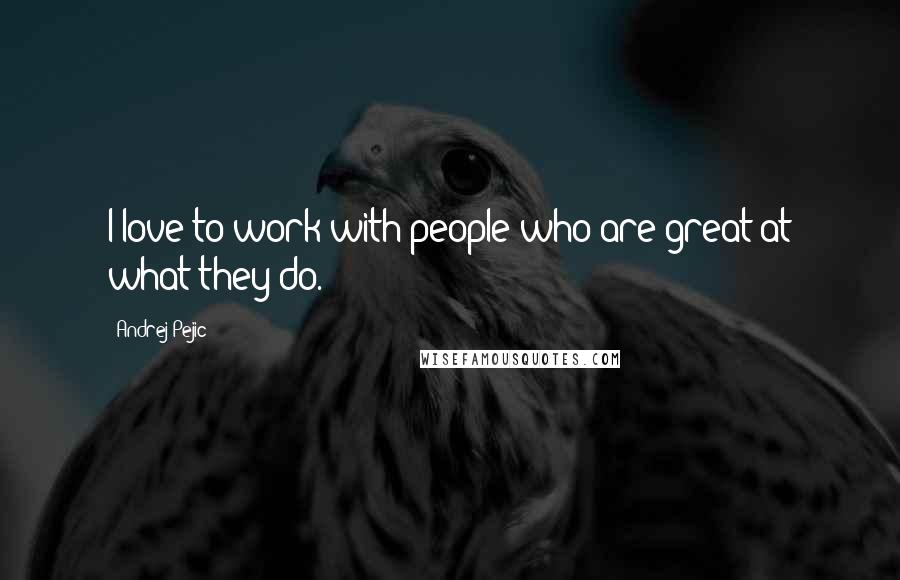 Andrej Pejic Quotes: I love to work with people who are great at what they do.