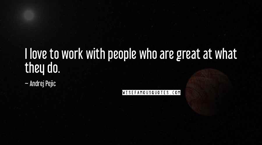 Andrej Pejic Quotes: I love to work with people who are great at what they do.
