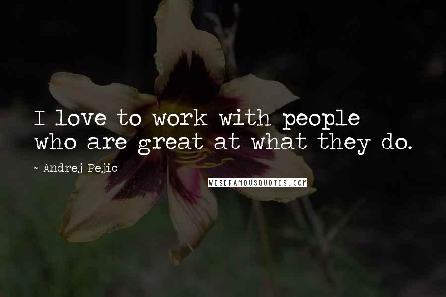 Andrej Pejic Quotes: I love to work with people who are great at what they do.