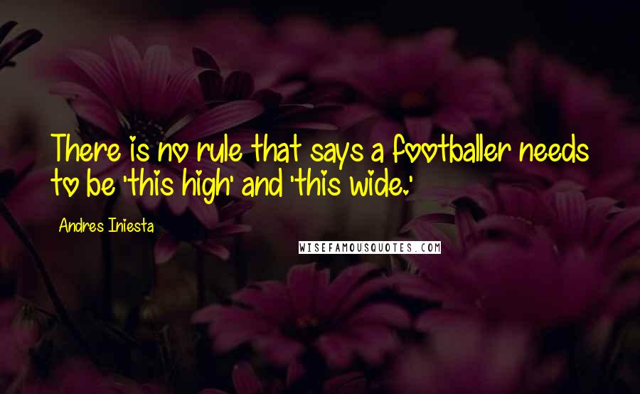 Andres Iniesta Quotes: There is no rule that says a footballer needs to be 'this high' and 'this wide.'