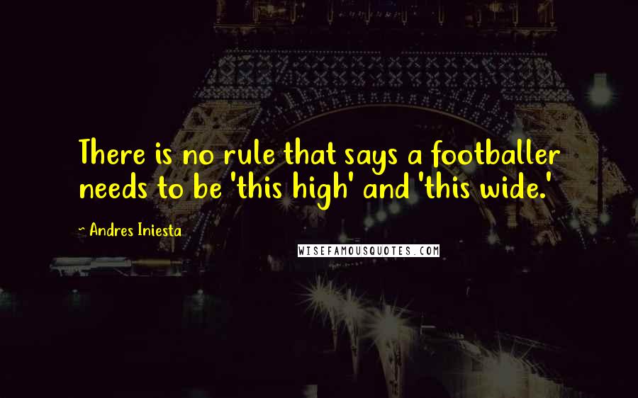 Andres Iniesta Quotes: There is no rule that says a footballer needs to be 'this high' and 'this wide.'