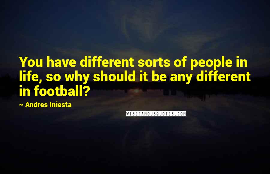 Andres Iniesta Quotes: You have different sorts of people in life, so why should it be any different in football?