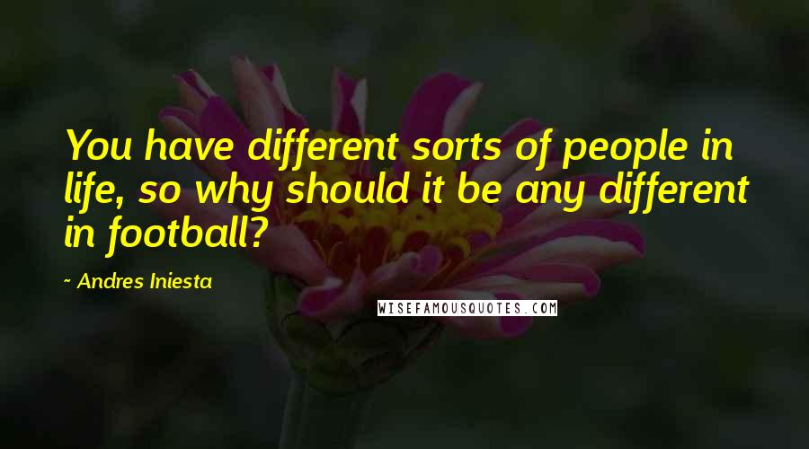 Andres Iniesta Quotes: You have different sorts of people in life, so why should it be any different in football?