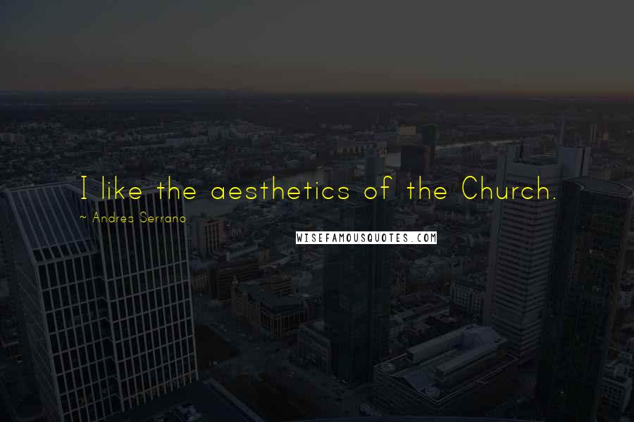 Andres Serrano Quotes: I like the aesthetics of the Church.