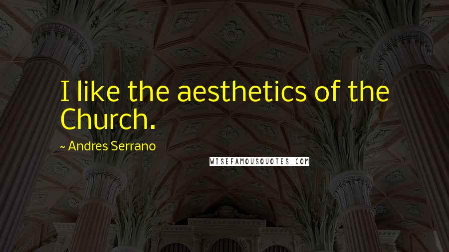 Andres Serrano Quotes: I like the aesthetics of the Church.