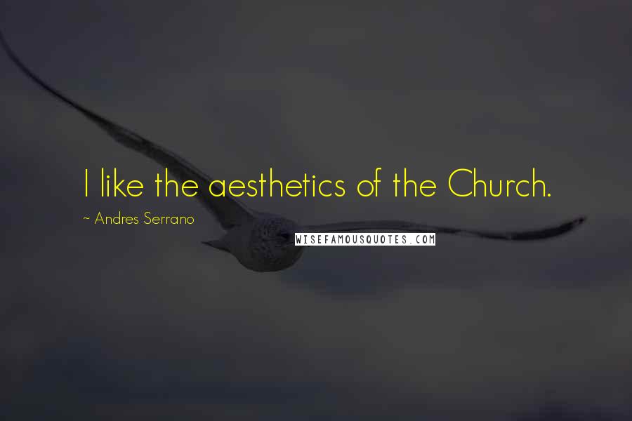 Andres Serrano Quotes: I like the aesthetics of the Church.