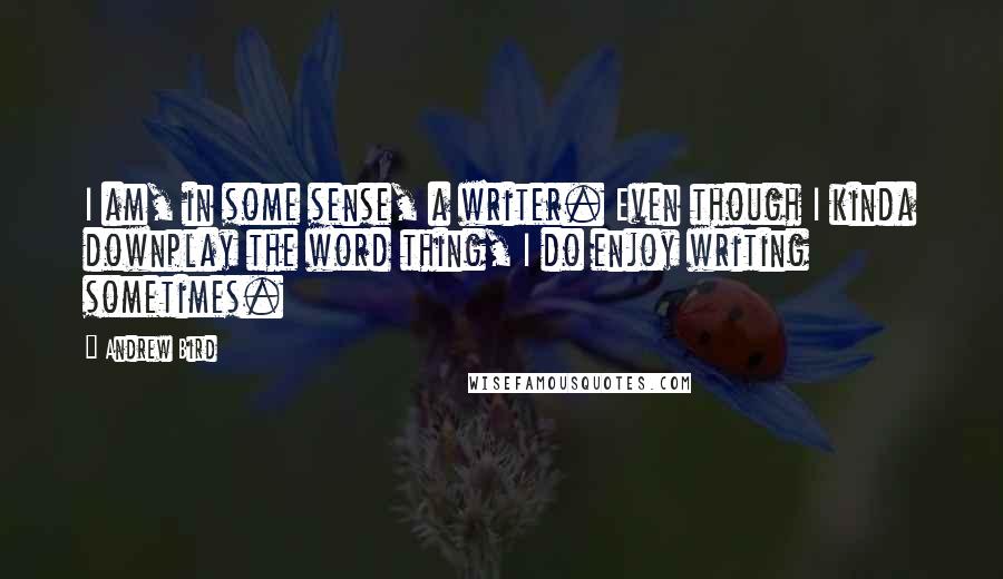 Andrew Bird Quotes: I am, in some sense, a writer. Even though I kinda downplay the word thing, I do enjoy writing sometimes.