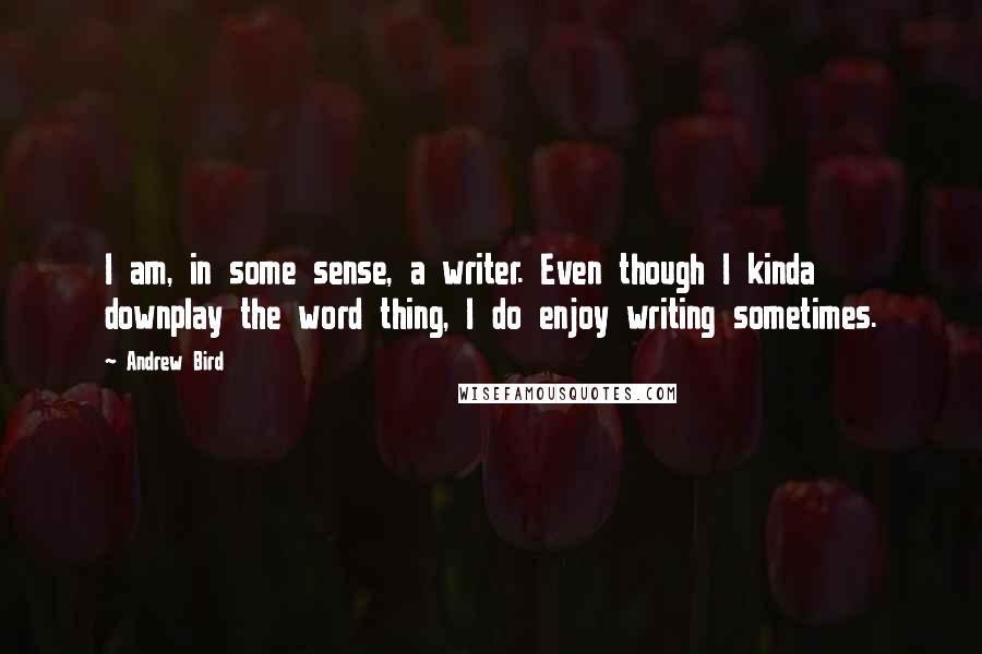 Andrew Bird Quotes: I am, in some sense, a writer. Even though I kinda downplay the word thing, I do enjoy writing sometimes.