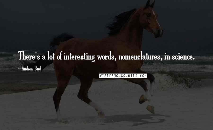 Andrew Bird Quotes: There's a lot of interesting words, nomenclatures, in science.