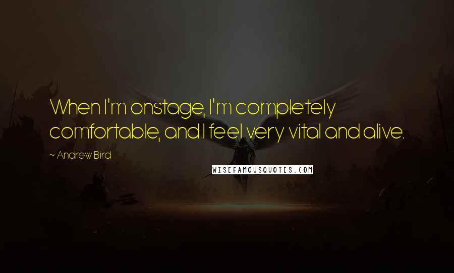 Andrew Bird Quotes: When I'm onstage, I'm completely comfortable, and I feel very vital and alive.