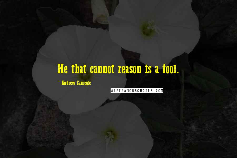 Andrew Carnegie Quotes: He that cannot reason is a fool.