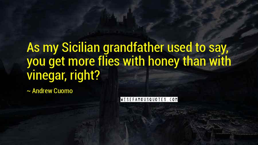 Andrew Cuomo Quotes: As my Sicilian grandfather used to say, you get more flies with honey than with vinegar, right?