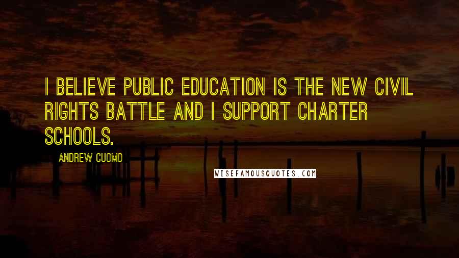 Andrew Cuomo Quotes: I believe public education is the new civil rights battle and I support charter schools.