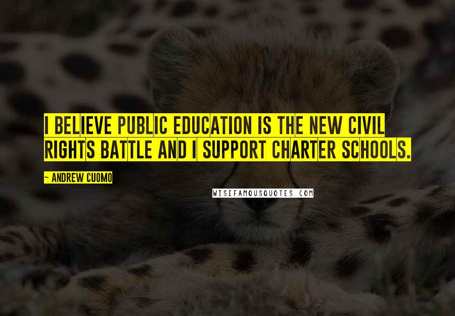 Andrew Cuomo Quotes: I believe public education is the new civil rights battle and I support charter schools.