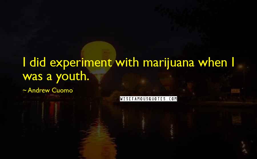 Andrew Cuomo Quotes: I did experiment with marijuana when I was a youth.