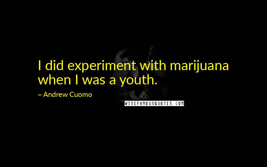 Andrew Cuomo Quotes: I did experiment with marijuana when I was a youth.