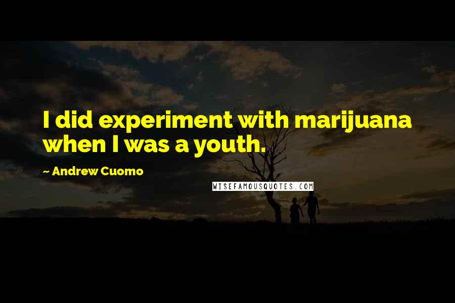 Andrew Cuomo Quotes: I did experiment with marijuana when I was a youth.