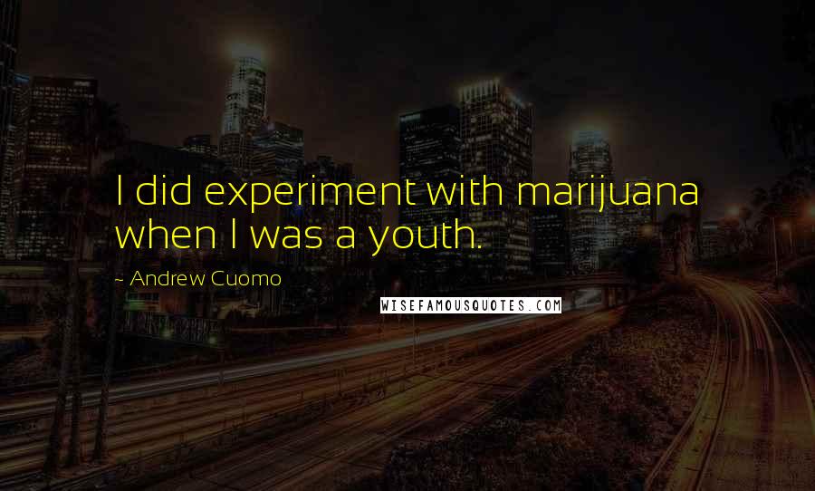 Andrew Cuomo Quotes: I did experiment with marijuana when I was a youth.