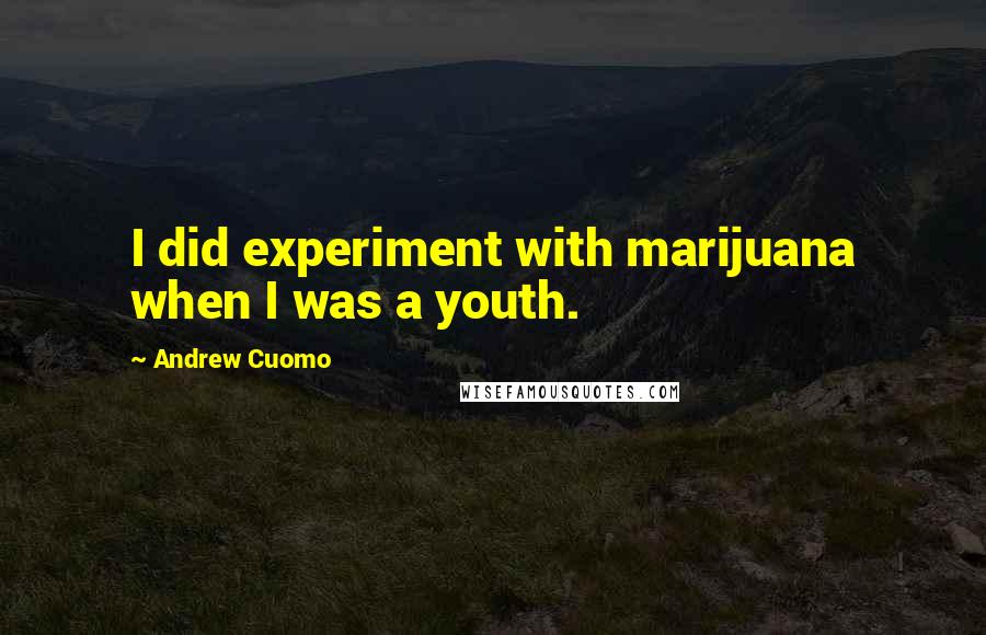 Andrew Cuomo Quotes: I did experiment with marijuana when I was a youth.