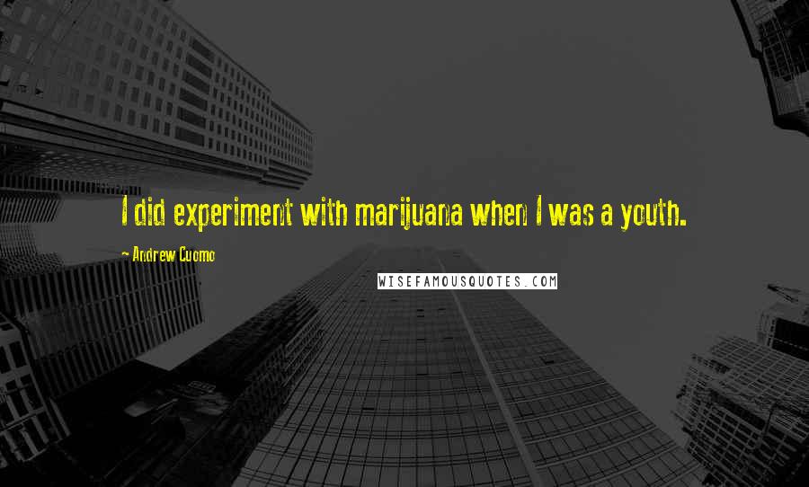 Andrew Cuomo Quotes: I did experiment with marijuana when I was a youth.