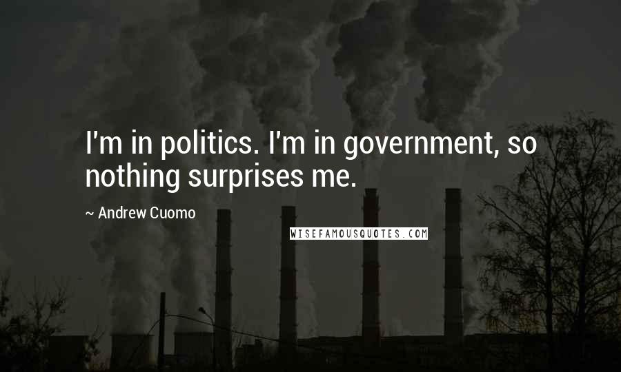 Andrew Cuomo Quotes: I'm in politics. I'm in government, so nothing surprises me.