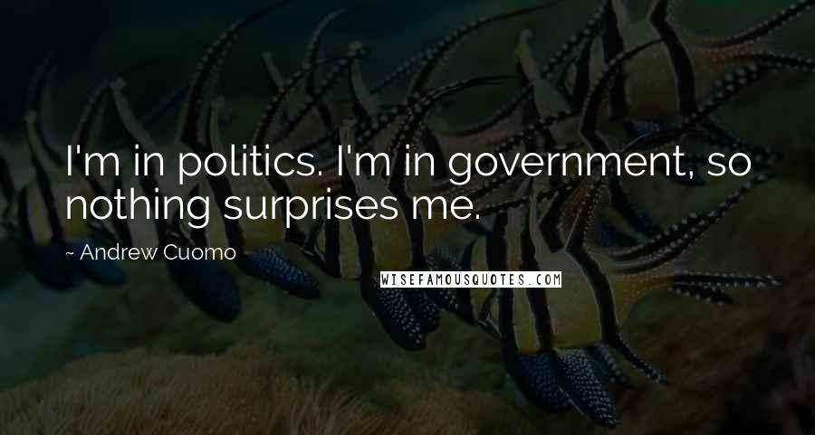 Andrew Cuomo Quotes: I'm in politics. I'm in government, so nothing surprises me.