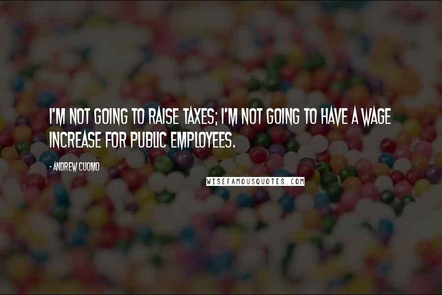 Andrew Cuomo Quotes: I'm not going to raise taxes; I'm not going to have a wage increase for public employees.