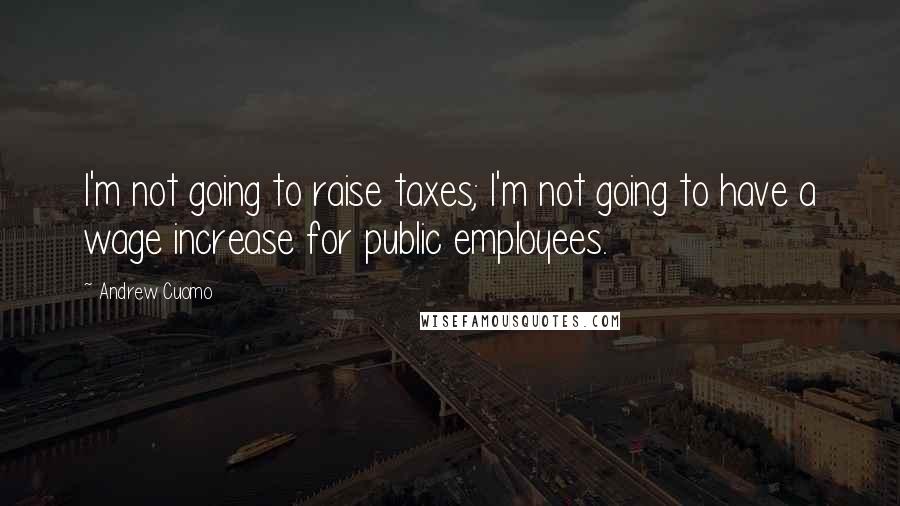 Andrew Cuomo Quotes: I'm not going to raise taxes; I'm not going to have a wage increase for public employees.