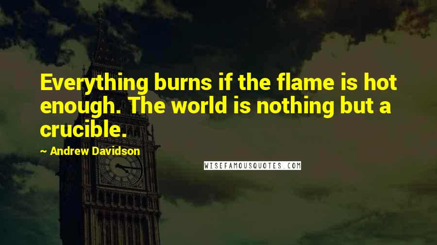 Andrew Davidson Quotes: Everything burns if the flame is hot enough. The world is nothing but a crucible.