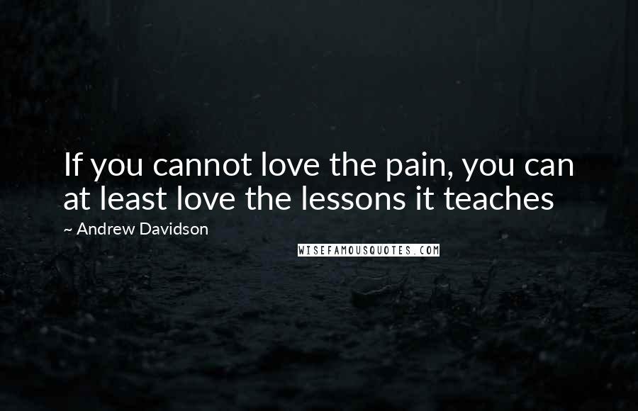 Andrew Davidson Quotes: If you cannot love the pain, you can at least love the lessons it teaches