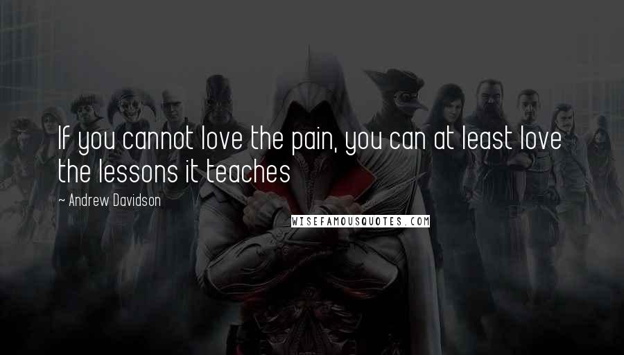 Andrew Davidson Quotes: If you cannot love the pain, you can at least love the lessons it teaches