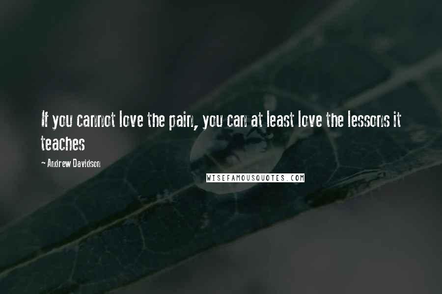 Andrew Davidson Quotes: If you cannot love the pain, you can at least love the lessons it teaches