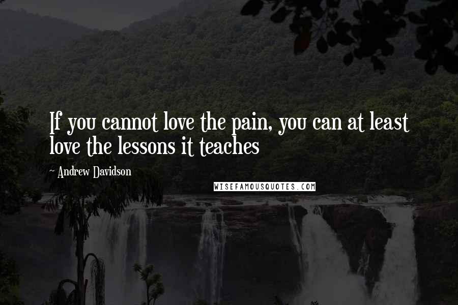 Andrew Davidson Quotes: If you cannot love the pain, you can at least love the lessons it teaches