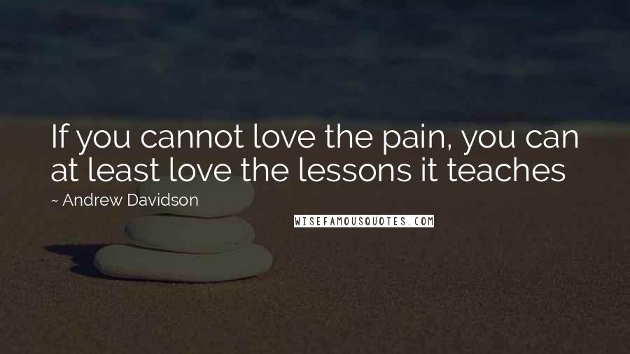 Andrew Davidson Quotes: If you cannot love the pain, you can at least love the lessons it teaches