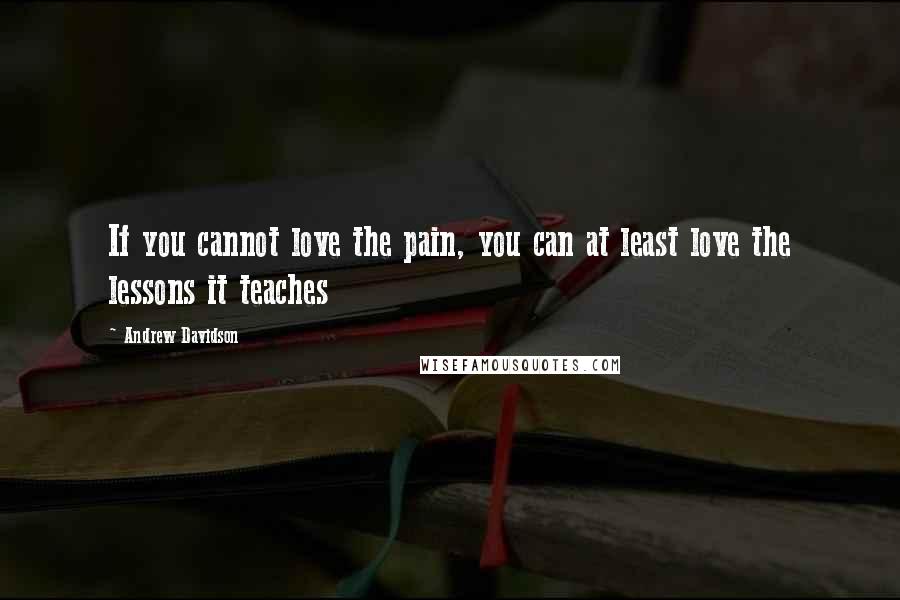 Andrew Davidson Quotes: If you cannot love the pain, you can at least love the lessons it teaches