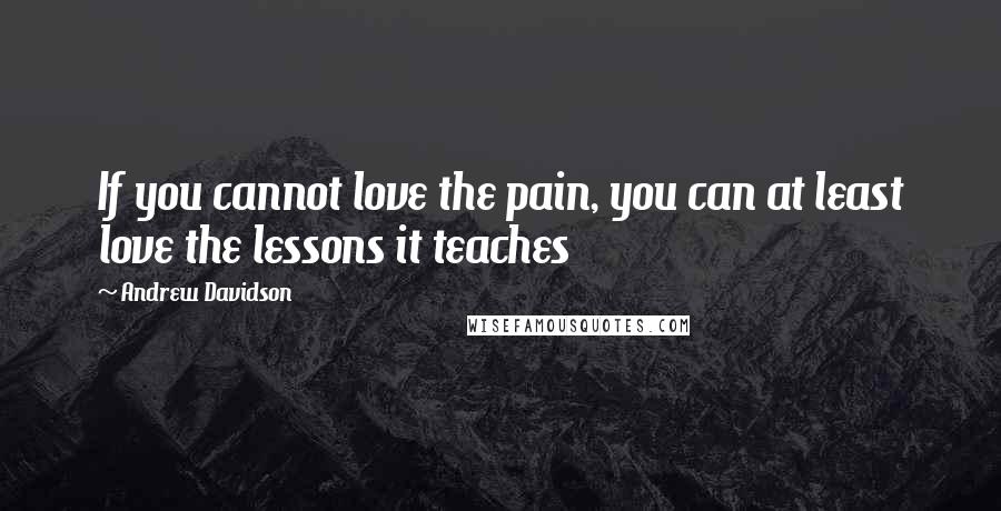 Andrew Davidson Quotes: If you cannot love the pain, you can at least love the lessons it teaches