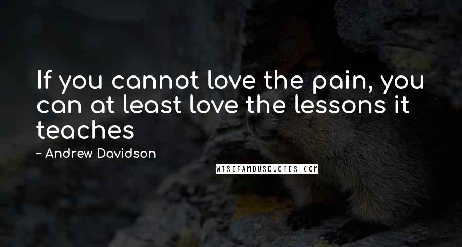 Andrew Davidson Quotes: If you cannot love the pain, you can at least love the lessons it teaches