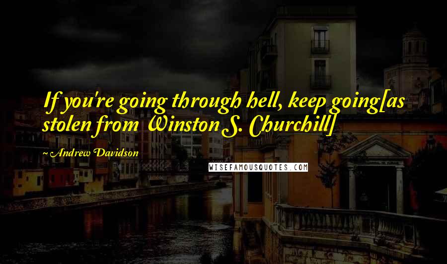 Andrew Davidson Quotes: If you're going through hell, keep going[as stolen from Winston S. Churchill]
