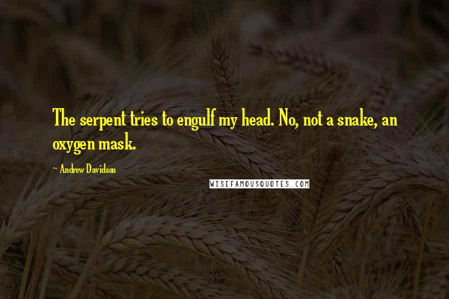 Andrew Davidson Quotes: The serpent tries to engulf my head. No, not a snake, an oxygen mask.