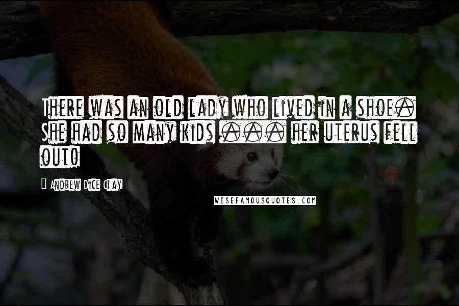 Andrew Dice Clay Quotes: There was an old lady who lived in a shoe. She had so many kids ... her uterus fell out!