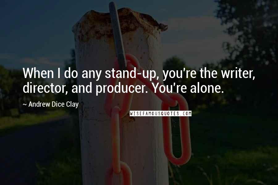 Andrew Dice Clay Quotes: When I do any stand-up, you're the writer, director, and producer. You're alone.