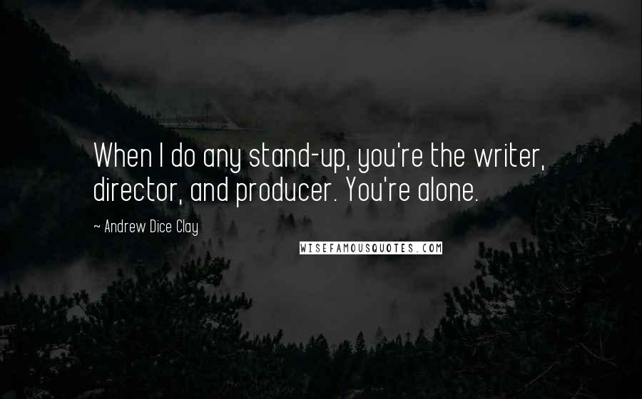 Andrew Dice Clay Quotes: When I do any stand-up, you're the writer, director, and producer. You're alone.